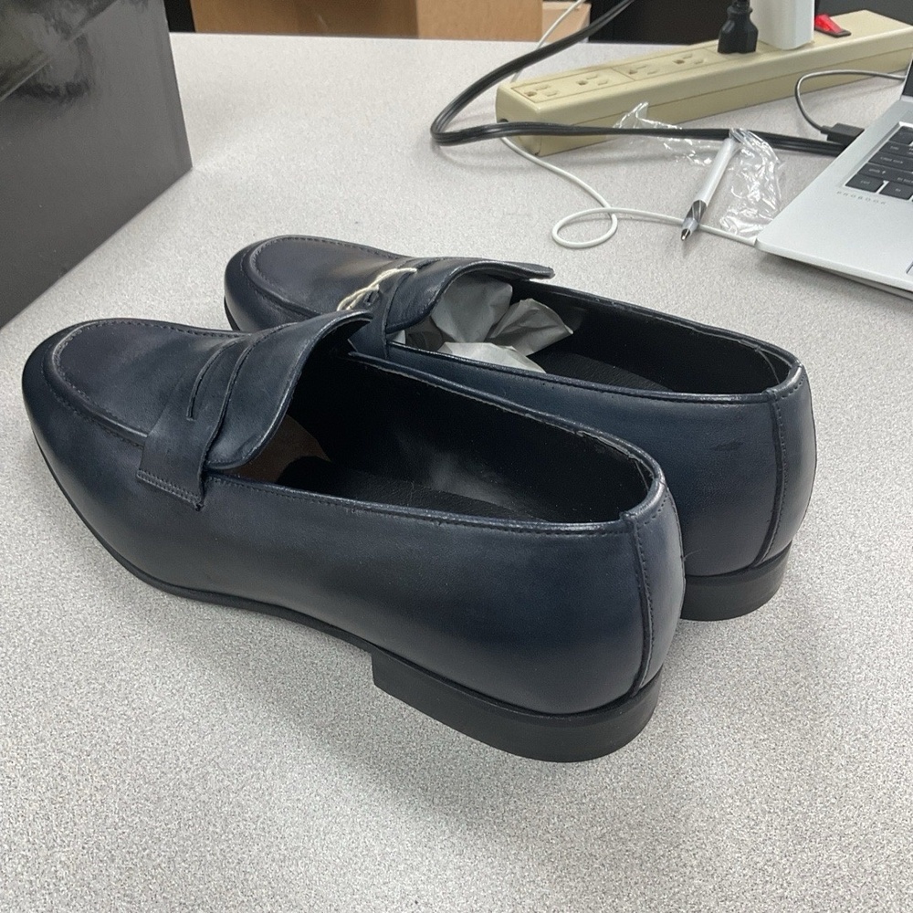 NWT Artigiani Aurelio Giocondi Mens US 9 Dark Blue Calfskin Loafers - Picture 2 of 5